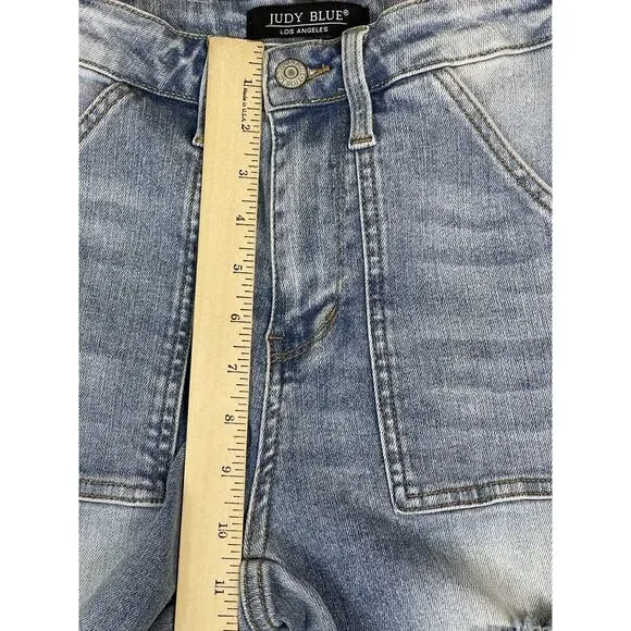 Judy Blue Jeans Womens 3/26 Blue Boyfriend Fit Distressed Mid Rise Stretch Denim - Picture 6 of 13